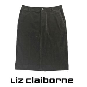 Vintage Liz Claiborne Moss Brown Brushed Corduroy Pencil Skirt, Size 6